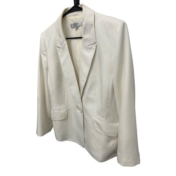Kasper Womens White Blazer 14W One-Button Closure Professional Suit Jacket Made - Picture 3 of 9